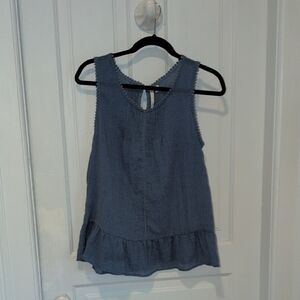 LC Lauren Conrad Blue Sleeveless Ruffle Hem Tank